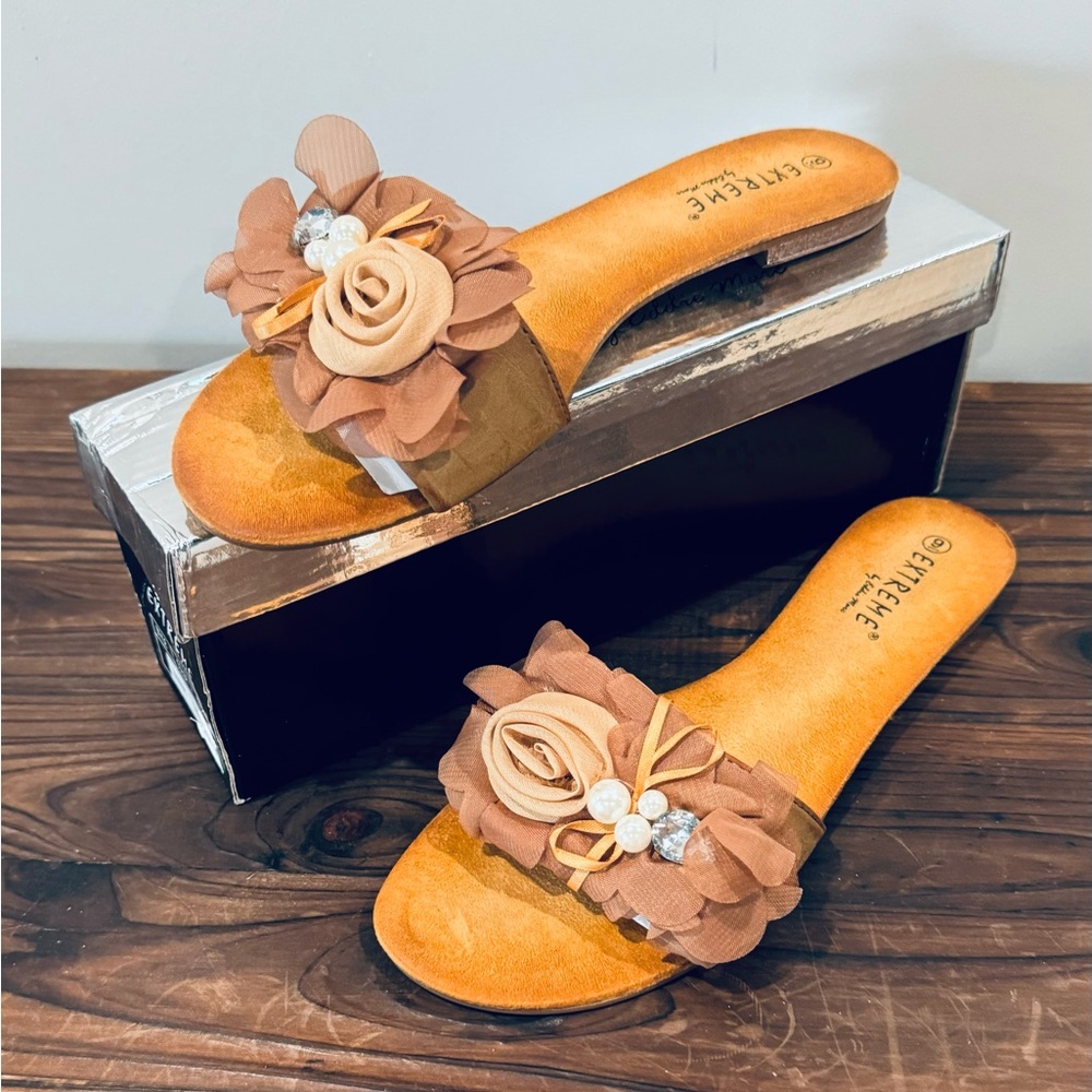Extreme by Eddie Marc floral sandals; size 9; dressy sandals; very comfortable;